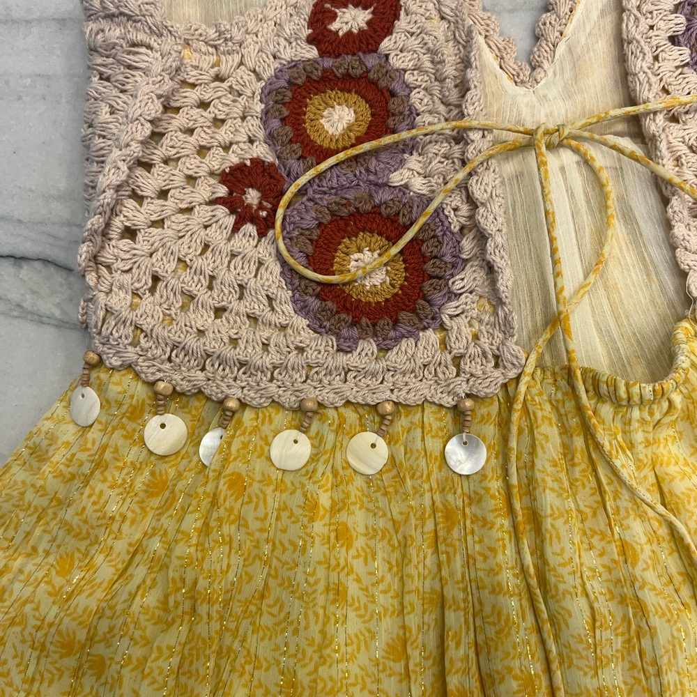 Zara Yellow and Cream Crochet Dress - Picture 7 of 9